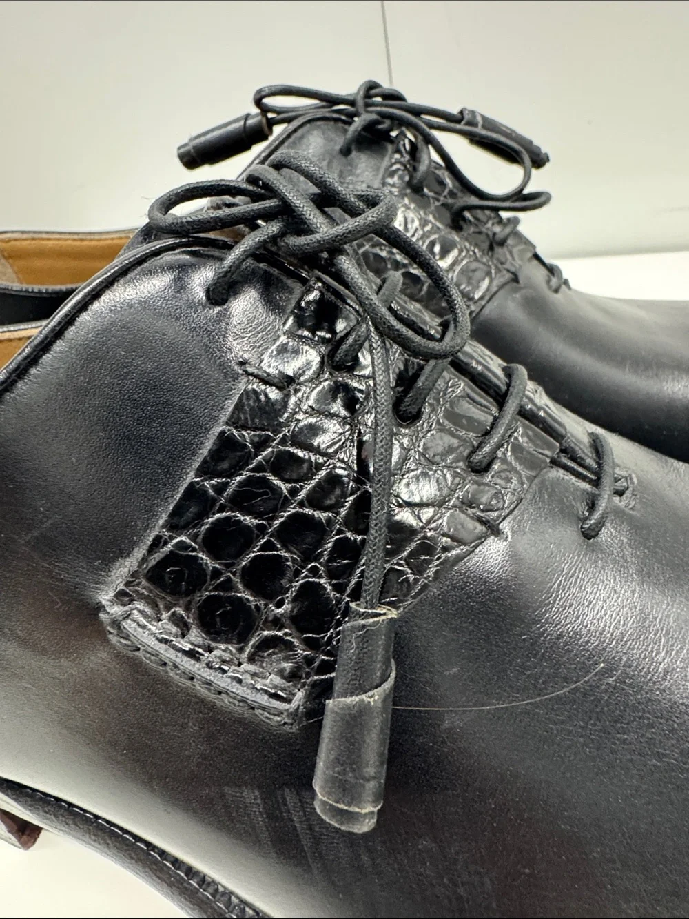 Romano Martegani Real Alligator 🐊 Leather Lace-Up Derby Shoes with Textured Vamp